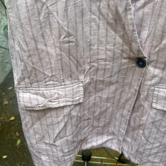 We The Free Linen Blend Over sized Pinstripe Blazer Vest - Picture 4 of 9